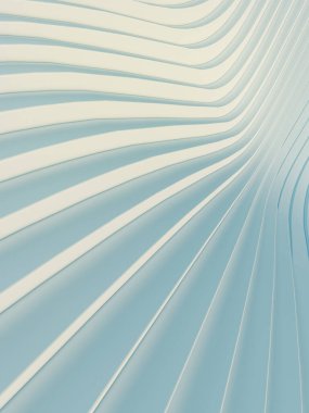 Dalga beyaz soyut arka plan yüzeyini büker. Bilgisayar tarafından oluşturulan geometrik desen. Broşür kapağı tasarımı. Dijital çizim. Grafik tasarımı. 3d oluşturma