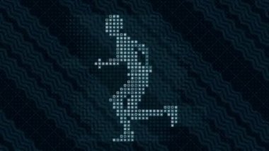 Renkli noktaların deseni, koşan bir adamın bakış açısının siluetini oluşturur. 3d hazırlayıcı