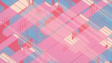 Dikdörtgen şeklinde hareket eden bir arka plan. 3d canlandırma döngüsü 4K