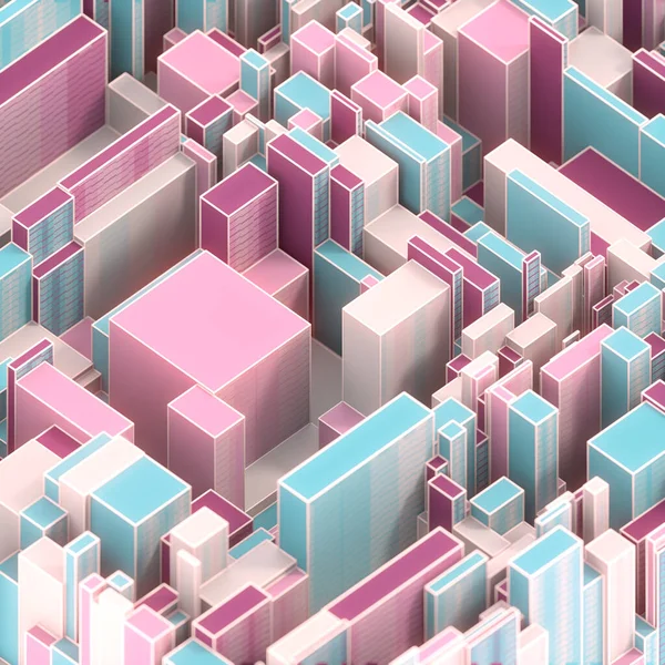 現代的なスタイルでマルチカラー未来都市幾何学 未来的な都市概念 技術的背景 3Dレンダリングデジタルイラスト — ストック写真