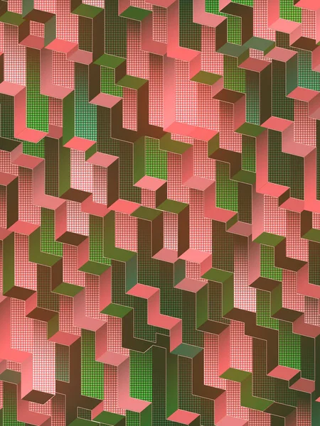 Moderne Tredimensjonal Komposisjon Med Fargede Rektangler Dimensjonerende Prøvemal Geometrisk Abstrakt – stockfoto