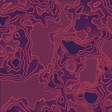Soyut 3D işlemeli pembe arkaplan. Topografi seviyeleri. Yardım tasarımı eşleştiriliyor. Geometri eğrisi deseni. Fütürist bir kavram. Renkli dalgalı yüzey