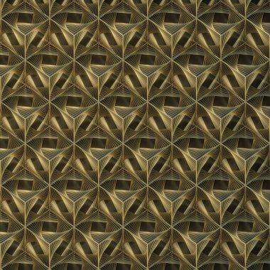 Altın telli sarmal desenli siyah küplerin kraliyet tasarım şablonu. Soyut 3D canlandırma konsepti. Dekoratif zarif dijital illüstrasyon. İzometrik projeksiyon