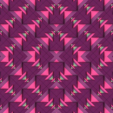 Mor arkaplandaki çizgili konilerin parlak simetrik deseni. Bileşimi bir kaleydoskoba benziyor, sonsuz hareket illüzyonu yaratıyor. 3d oluşturma