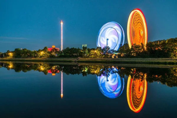 Nachtansicht Der Maidult Mit Riesenrad Regensburg — Stockfoto