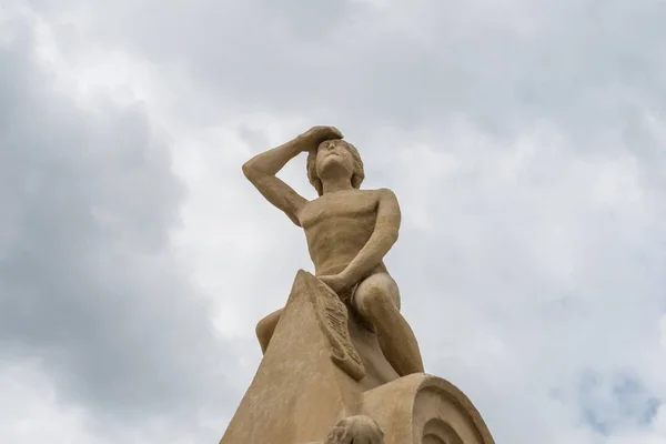 Statua Bruckmandl Sul Ponte Pietra Ratisbona Germania — Foto Stock