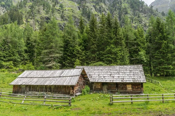 Деревянная Альпийская Каюта Черепицей Австрия — стоковое фото