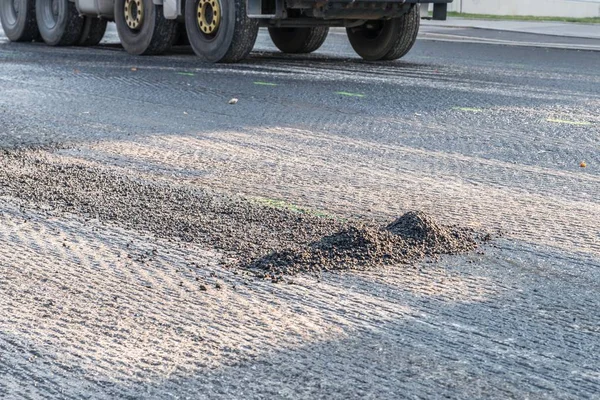 Una Pila Asfalto Asfaltada Carretera Una Obra Construcción Alemania — Foto de Stock