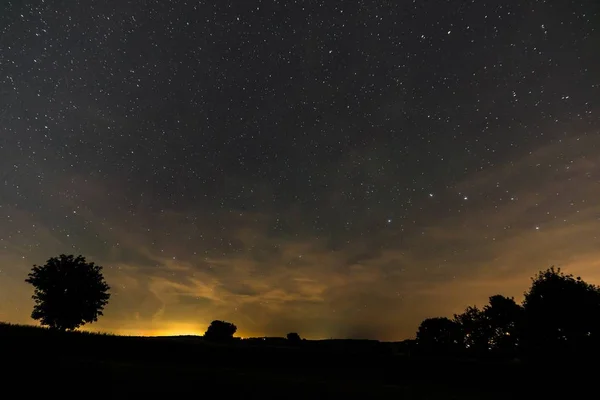 Зоряне Небо Влітку Ніч Персеїди Баварія Німеччина — стокове фото