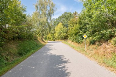 Yol trafik işaret öncelik yol bir köyde, Almanya