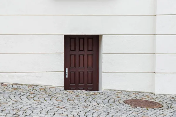 Porta Dianteira Madeira Curiosa Afundada Rua Alemanha — Fotografia de Stock