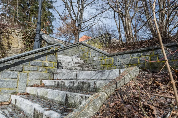 Каменная Лестница Парке Сверху Донизу Германия — стоковое фото