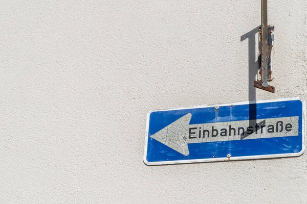 One-way street sign with German word for one-way street, Germany