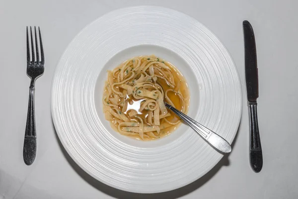Close-up of a pancake soup as starter, Germany — Stock Image Close Pancake Soup Starter Germany Stock Image