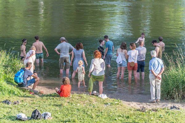 Regensburg Beieren Duitsland Juni 2019 Een Groep Mensen Van Verschillende — Stockfoto