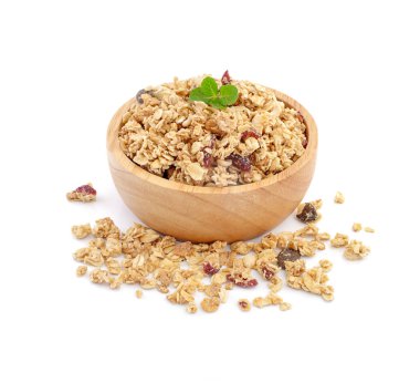 Granola kapatmak kadar izole üzerinde beyaz arka plan.