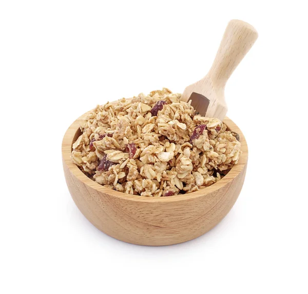 Granola Zblízka Izolované Bílém Pozadí Royalty Free Stock Fotografie