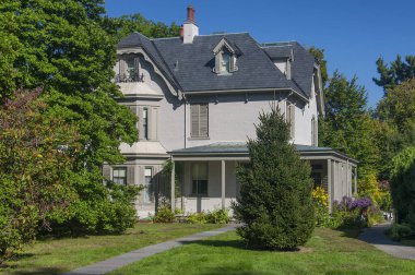 Hartford, Connecticut. 21 Eylül 2019. Harriet Beecher Stowe 'un güneşli bir günde Hartford Connecticut' taki tarihi evi..