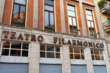 Verona, İtalya - 5 Eylül 2018: Teatro Filarmonico, Verona, İtalya, ana opera Tiyatrosu ve bir Avrupa'nın önde gelen Opera evlerin