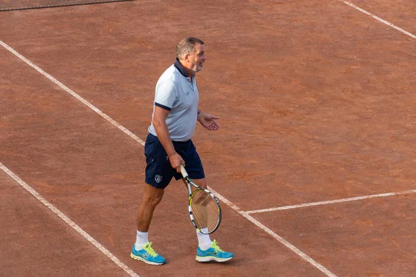 Roma Itália Setembro 2018 Marco Tardelli Jogando Tênis Tardelli Futebolista — Fotografia de Stock