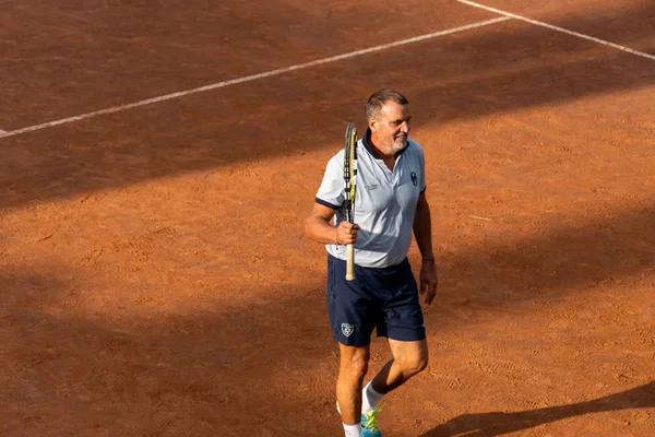 Roma Itália Setembro 2018 Marco Tardelli Jogando Tênis Tardelli Futebolista — Fotografia de Stock