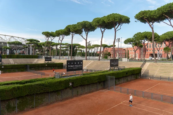 Rom Italien September 2018 Oigenkännlig Spelare Foro Italico Röd Grustennisbana — Stockfoto