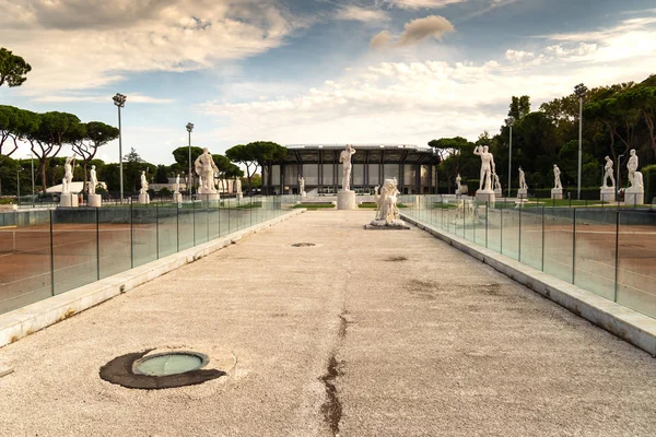 Roma Italia Septiembre 2018 Estatuas Mármol Atletas Fuera Del Stadio —  Fotos de Stock