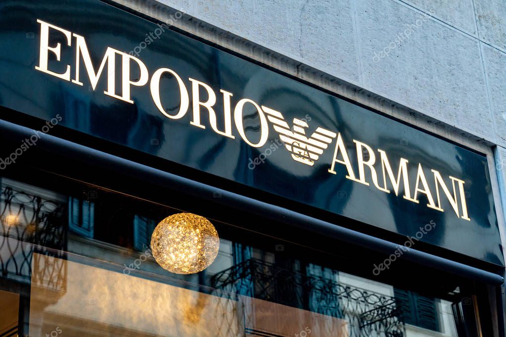 Verona, Italy - September 5, 2018: Emporio Armani shop. It is an Italian fashion house which designs, manufactures, distributes and retails haute couture, ready-to-wear, leather goods, shoes, eyewear
