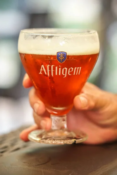 Berlin Germany September 2018 Glass Full Affligem Abbey Rouge Beer — Stock Photo, Image