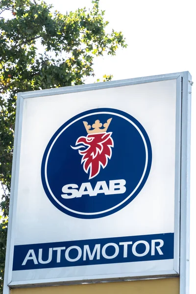 Verona Italia Septiembre 2018 Señalización Concesionarios Automóviles Saab Saab Automobile — Foto de Stock