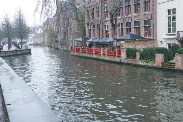 Stadsbilden Den Medeltida Belgiska Staden Brygge Och Dess Dijver Floden — Stockfoto
