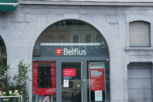 Bruxelles Belgique Décembre 2018 Logo Banque Belfius Devant Une Succursale — Photo