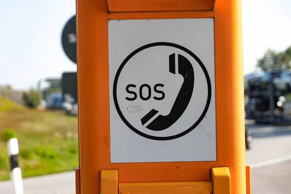 Graz Austria September 2018 Sos Emergency Telephone Box Autobahn Motorway — Stock Photo, Image