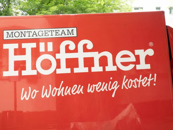 Berlín Alemania Mayo 2018 Logotipo Hffner Hoffner Minorista Muebles Alemania — Foto de Stock