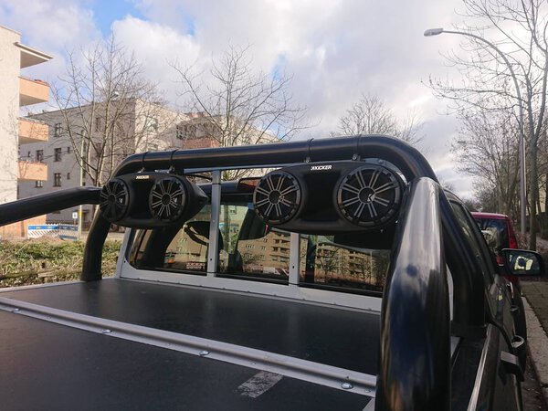 Berlin, Germany - February 12, 2019: Kicker car speakers. The American KICKER produces high-performance car audio, vehicle solutions, marine audio, home and personal audio and power sports products