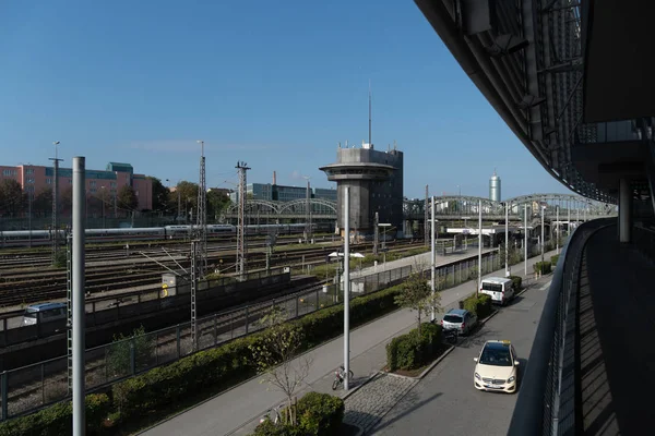 Berlin Germany August 2018 Modern Cityscape Railroad Road Transport — Stock Photo, Image