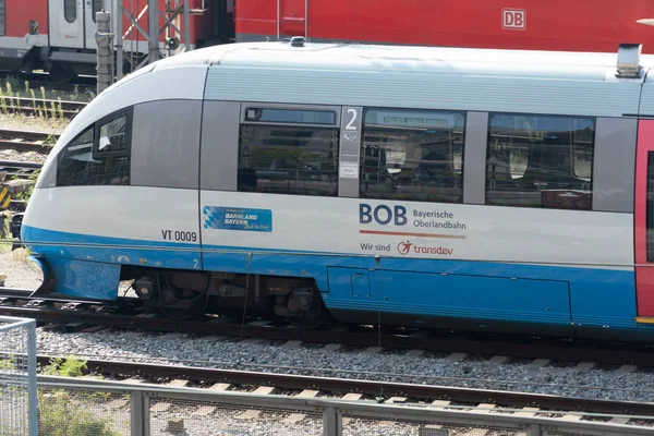 Monachium Niemcy Sierpień 2018 Bob Bayerische Oberlandbahn Pociągu Bayerische Oberlandbahn — Zdjęcie stockowe