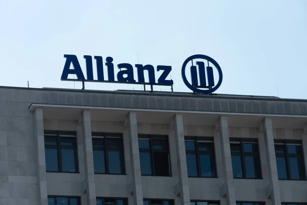 Berlín Alemania Agosto 2018 Grupo Financiero Seguros Allianz Signage Fundada — Foto de Stock