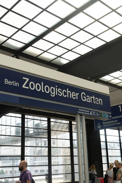 Berlin Germany August 2018 Sign Zoologischer Garten Bahn Underground Station — Stock Photo, Image