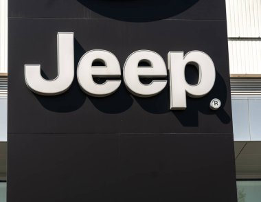 Verona, Italy - September 4, 2018: Jeep car dealership. Jeep is a brand of American automobiles that is a division of FCA US LLC, a wholly owned subsidiary of Fiat Chrysler Automobiles clipart