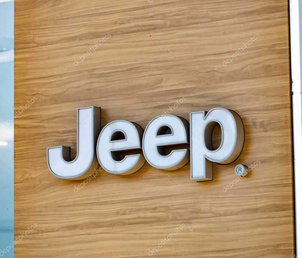 Verona, Italy - September 4, 2018: Jeep car dealership. Jeep is a brand of American automobiles that is a division of FCA US LLC, a wholly owned subsidiary of Fiat Chrysler Automobiles