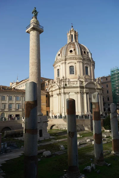 Santi Luca Martina Roma Forumu Sezar Forumu Trajan Sütunu Talyan — Stok fotoğraf
