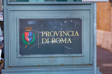 Rome, İtalya - 3 Eylül 2018: İtalyan Roma eyaletinde yer alan yerel yönetim Lazio bölgesinde Büyükşehir bölge düzeyinde iz