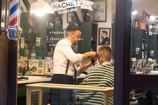 Rome Italy August 2018 Machete Barber Shop — Stock Photo, Image