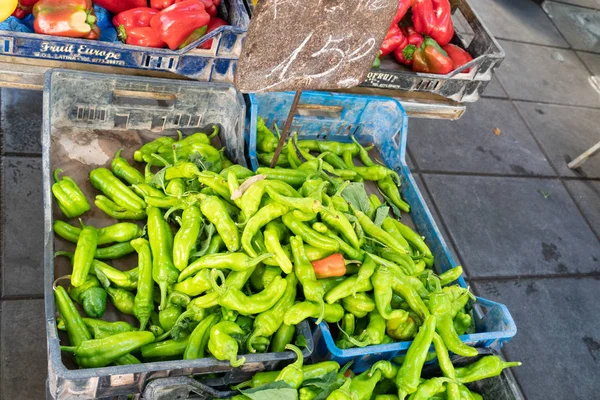 Roma Agosto 2018 Mercato Contadino Peperoncini Verdi — Foto Stock