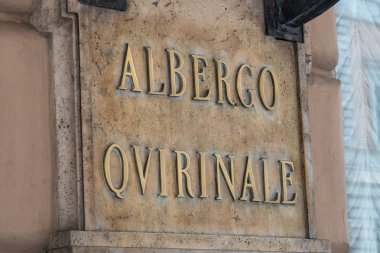 Rome, İtalya - 10 Ağustos 2018: İz Hotel Quirinale, Roma kümesi'nin 19. yüzyıldan kalma binada yer alan 4 yıldızlı otel