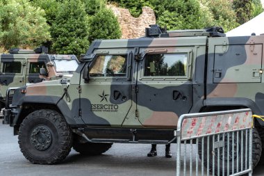 Rome, Italy - August 10, 2018: Italian army truck, outdoors clipart