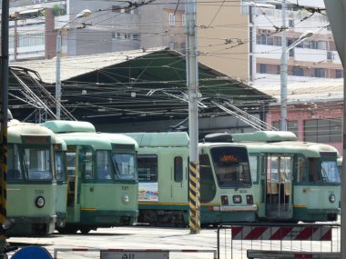 Rome, İtalya - 2 Ağustos 2018: Yolun sonu, Roma'nın genel tramvay