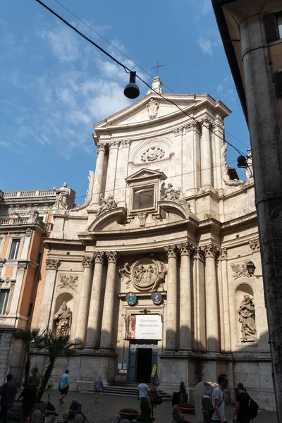Rzym Włochy Sierpnia 2018 Banner Crocifisso Miracoloso Cudowny Chrystus Ukrzyżowany — Zdjęcie stockowe