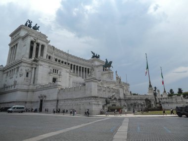 Rome, İtalya - 3 Ağustos 2018: Vatanın Piazza Venezia, sunak. Anıt olarak da bilinen Ulusal anıtıdır Victor Emmanuel II, 1885 yılında tasarlanmış ve 1925 yılında tamamlandı